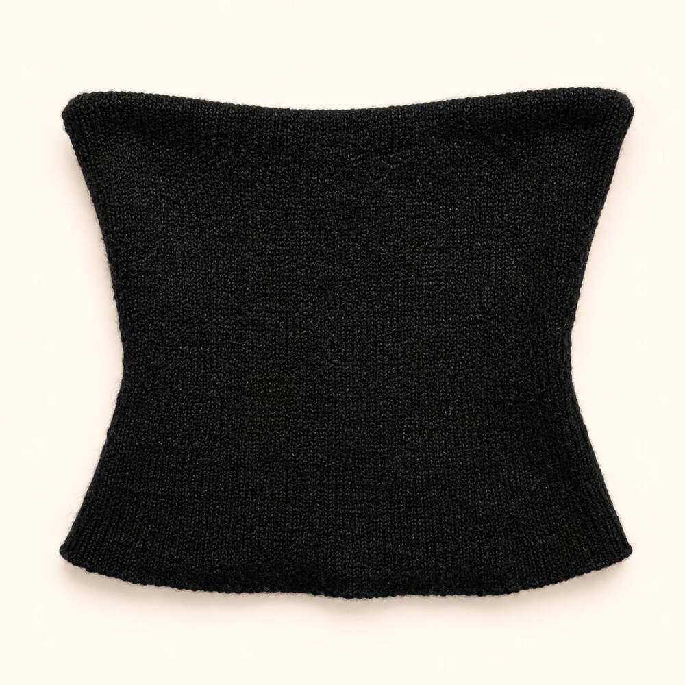 Emory Park Black Mohair Wool Blend Strapless Tube Top Y2K Size S